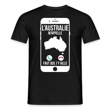 L'Australie m'appelle - Faut que j'y aille - T-shirt homme - noir - Devant - AI Model Male 178 light (178cm)