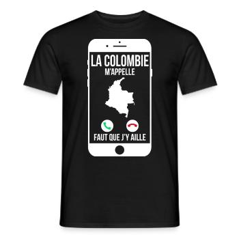 La Colombie m'appelle - Faut que j'y aille - T-shirt homme - noir - Devant - AI Model Male 178 light (178cm)