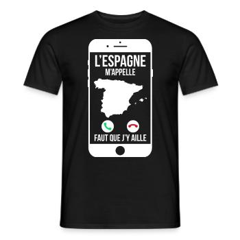 L'Espagne m'appelle - Faut que j'y aille - T-shirt homme - noir - Devant - AI Model Male 178 light (178cm)