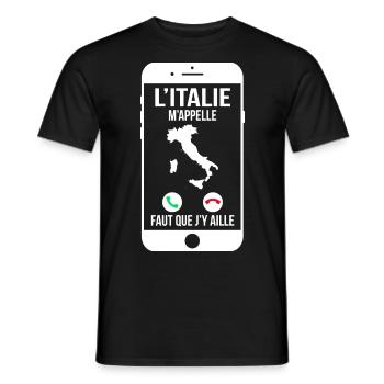 L'Italie m'appelle - Faut que j'y aille - T-shirt homme - noir - Devant - AI Model Male 178 light (178cm)