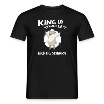 schaf "king of wolle" schäfer i love schafe - Männer T-Shirt - Schwarz - Vorne - AI Model Male 178 light (178cm)