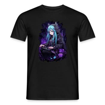 Cyber Bat Gamer Girl - Anime Shirt - Men's T-Shirt - black - Front - AI Model Male 178 light (178cm)