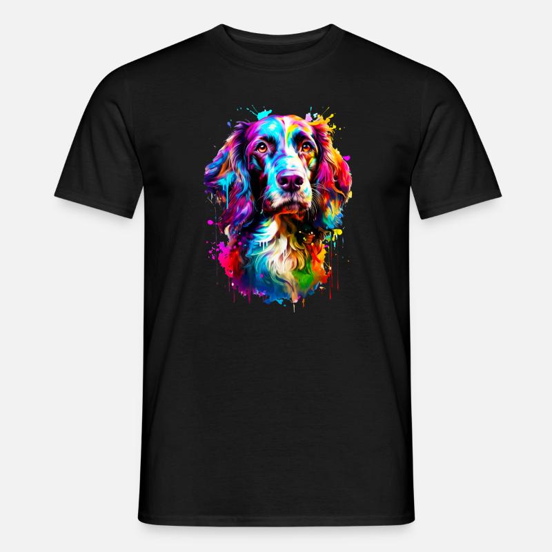 Bemalter Springer Spaniel Hund - Männer T-Shirt - Schwarz