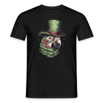 Cooler grüner Ara mit grünes Zylinder - Männer T-Shirt - Schwarz - Vorne - AI Model Male 178 light (178cm)
