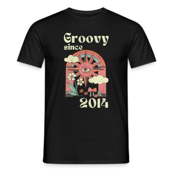 Groovy since 2014 with retro graphics - Men's T-Shirt - black - Front - AI Model Male 178 light (178cm)