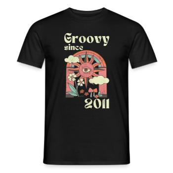 Groovy since 2011 with retro graphics - Men's T-Shirt - black - Front - AI Model Male 178 light (178cm)