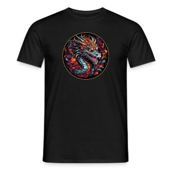 Colorful Colorful Dragon Dragon Portrait - Men's T-Shirt - black - Front - AI Model Male 178 light (178cm)