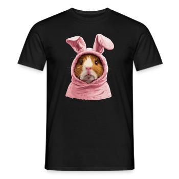 Cochon d’Inde en costume de lapin de Pâques - T-shirt homme - noir - Devant - AI Model Male 178 light (178cm)