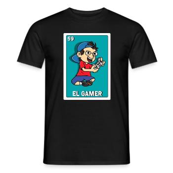 El Gamer Mexican Lottery Card Gambler - Men's T-Shirt - black - Front - AI Model Male 178 light (178cm)