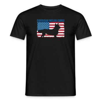 Cardigan Welsh Corgi Drapeau Américain - T-shirt homme - noir - Devant - AI Model Male 178 light (178cm)