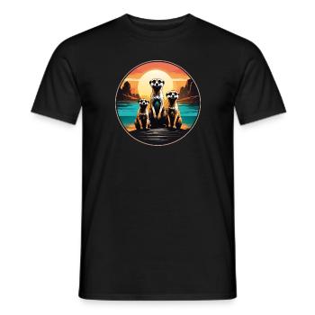 Trois suricates cool assis sur une colline - T-shirt homme - noir - Devant - AI Model Male 178 light (178cm)