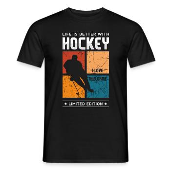 Life is better with Hockey - Männer T-Shirt - Schwarz - Vorne - AI Model Male 178 light (178cm)