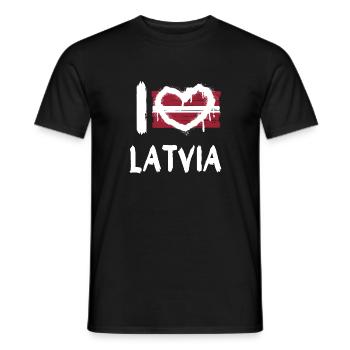 I love Latvia / Ich Liebe Lettland Land Länder - Männer T-Shirt - Schwarz - Vorne - AI Model Male 178 light (178cm)