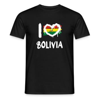 I love Bolivia / Ich Liebe Bolivien Land Länder - Männer T-Shirt - Schwarz - Vorne - AI Model Male 178 light (178cm)
