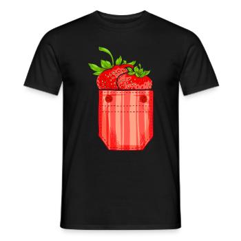Beere Sommer Frucht Geschenk Brusttasche Erdbeere - Männer T-Shirt - Schwarz - Vorne - AI Model Male 178 light (178cm)