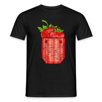 Sommerfrucht Obst Geschenk Brusttasche Erdbeere - Männer T-Shirt - Schwarz - Vorne - AI Model Male 178 light (178cm)