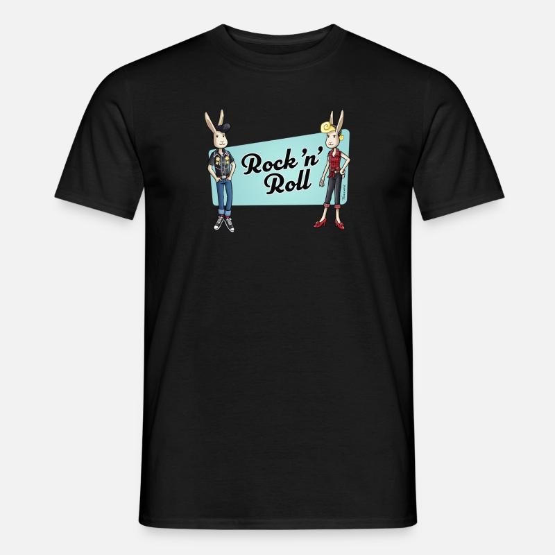 Rock 'n' Roll Rabbits - Männer T-Shirt - Schwarz