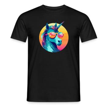 Einhorn mit Sonnenbrille, mythisches Pferd - Männer T-Shirt - Schwarz - Vorne - AI Model Male 178 light (178cm)