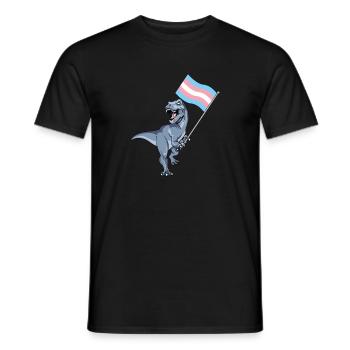 Trans Dinosaur Pride Flag LBGT + Gay Lesbian TRex - T-shirt homme - noir - Devant - AI Model Male 178 light (178cm)