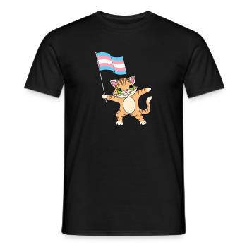 Trans Katze Transgender Flagge LGBT + Pride Kitty Homosexuell - Männer T-Shirt - Schwarz - Vorne - AI Model Male 178 light (178cm)