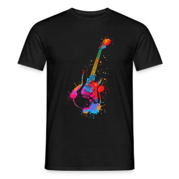 Guitar Splash Colorful Electric Guitarist Music Band - Men's T-Shirt - black - Front - AI Model Male 178 light (178cm)