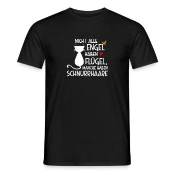 schnurrhaare katzen katze kater kätzchen flügel - Männer T-Shirt - Schwarz - Vorne - AI Model Male 178 light (178cm)