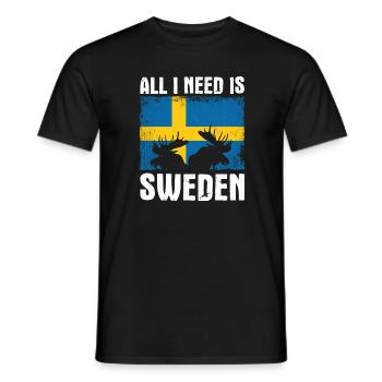 All i need is Sweden Scandinavia - Men's T-Shirt - black - Front - AI Model Male 178 light (178cm)
