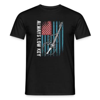 More bass - no treble - double bass for bass players - Men's T-Shirt - black - Front - AI Model Male 178 light (178cm)