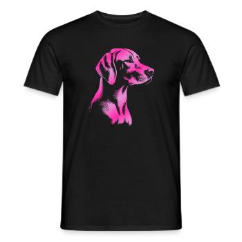 Magyar Vizsla dessin tête rose - T-shirt homme - noir - Devant - AI Model Male 178 light (178cm)