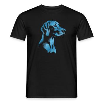 Magyar Vizsla dessin tête bleu - T-shirt homme - noir - Devant - AI Model Male 178 light (178cm)