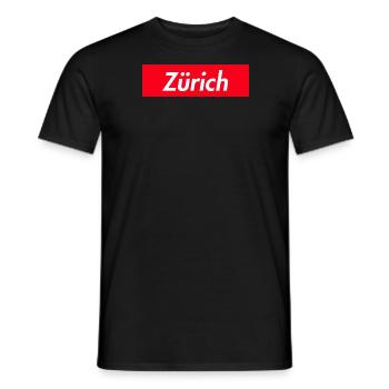 zürich schweiz red box logo spruch geschenk shirt - Männer T-Shirt - Schwarz - Vorne - AI Model Male 178 light (178cm)