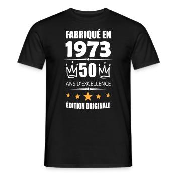 Vintage 1973 50Ans Anniversaire Cadeau Homme Femme - T-shirt homme - noir - Devant - AI Model Male 178 light (178cm)