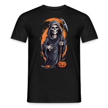 Kleiner Halloween Sensenmann lustiger Oktober - Männer T-Shirt - Schwarz - Vorne - AI Model Male 178 light (178cm)