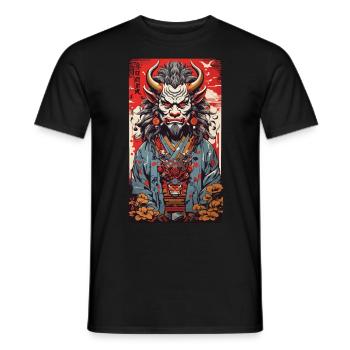 Retro Oni Anime Design Vintage Streetwear Stil - Männer T-Shirt - Schwarz - Vorne - AI Model Male 178 light (178cm)