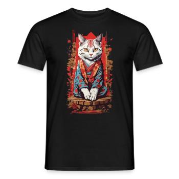 Japanische Ukiyo-E Katzen Geisha Kunst Design - Männer T-Shirt - Schwarz - Vorne - AI Model Male 178 light (178cm)