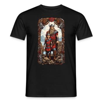 Fier Viking papa & fils cadeau de fête des pères - T-shirt homme - noir - Devant - AI Model Male 178 light (178cm)
