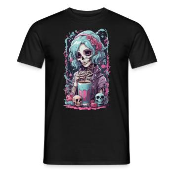 E-girl Pastel Goth Anime Kawaii Dia de Muertos - T-shirt homme - noir - Devant - AI Model Male 178 light (178cm)
