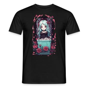Anime Goth Chibi Vampire egirl Kawaii Design - Men's T-Shirt - black - Front - AI Model Male 178 light (178cm)