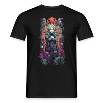 Goth Anime Girl Pastel Occult Underworld - Men's T-Shirt - black - Front - AI Model Male 178 light (178cm)