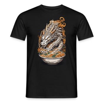 Vintage Ramen Drache Ukiyo-E Japan Kunst - Männer T-Shirt - Schwarz - Vorne - AI Model Male 178 light (178cm)