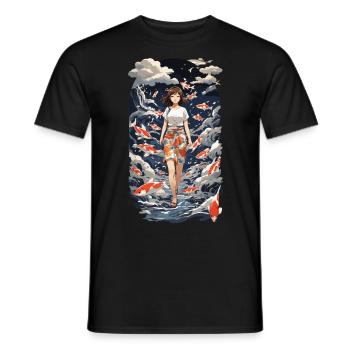 Anime Rêve Fantaisie Esthétique Manga Otaku - T-shirt homme - noir - Devant - AI Model Male 178 light (178cm)