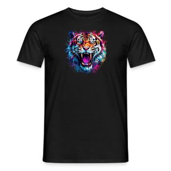 Tigre coloré II - T-shirt homme - noir - Devant - AI Model Male 178 light (178cm)