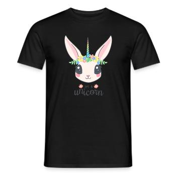 Pastel Rabbit with Floral Crown - Men's T-Shirt - black - Front - AI Model Male 178 light (178cm)