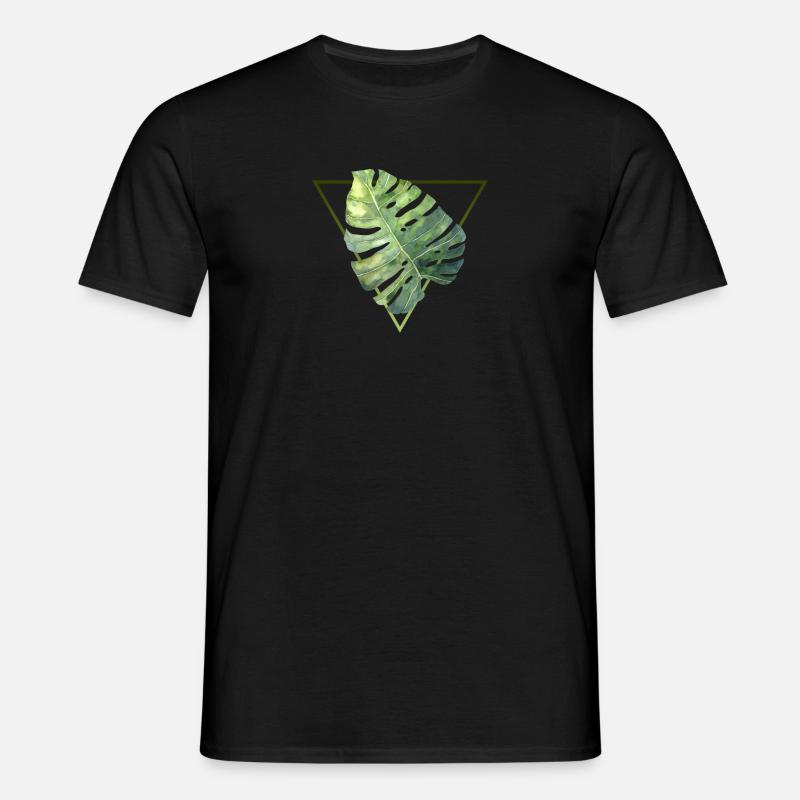tropical monstera leaf modern triangle pattern - Men's T-Shirt - black
