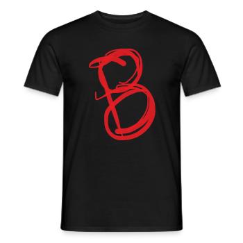 Schräger Roter Schwungvoller B - Männer T-Shirt - Schwarz - Vorne - AI Model Male 178 light (178cm)