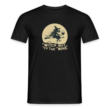 Witch Way to the Wine - Men's T-Shirt - black - Front - AI Model Male 178 light (178cm)
