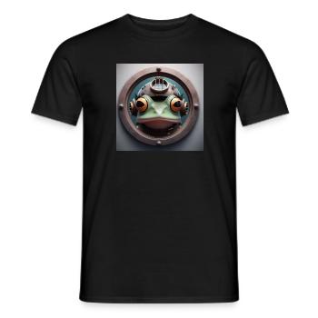 Frosch mit Taucherhelm schaut durch Bullauge - Männer T-Shirt - Schwarz - Vorne - AI Model Male 178 light (178cm)