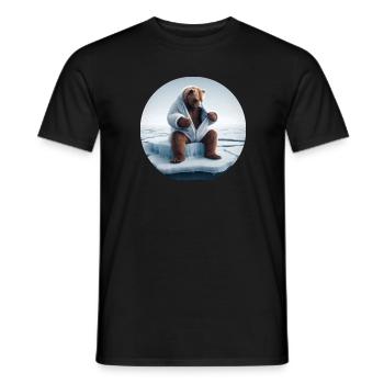 Bär im Schafspelz sitzt auf Scholle - Männer T-Shirt - Schwarz - Vorne - AI Model Male 178 light (178cm)
