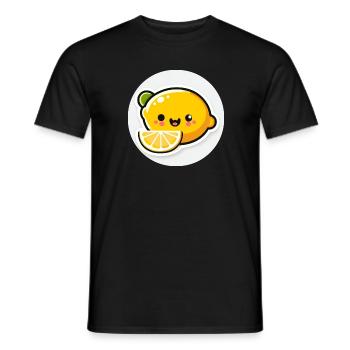 Mignon citron jaune rieur dans le style comique - T-shirt homme - noir - Devant - AI Model Male 178 light (178cm)