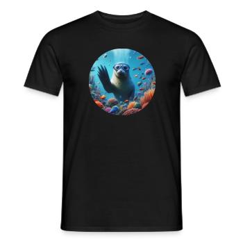 Naviguez dans la mer avec des lunettes de plongée - T-shirt homme - noir - Devant - AI Model Male 178 light (178cm)